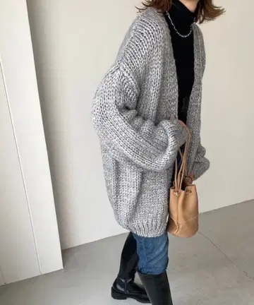 CANAL JEAN RCW 로우게이지 니트 카우친풍 가디건