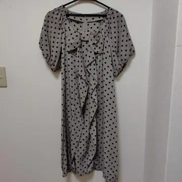 세리자와 도트 무늬 무릎 기장 원피스 그레이