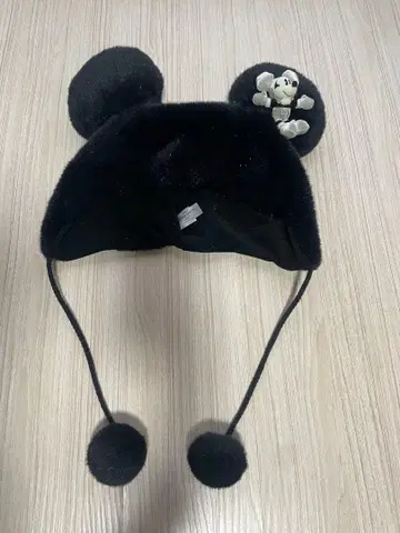 디즈니 미키 팬캡 블랙 모자 라메 마스코트 블랙