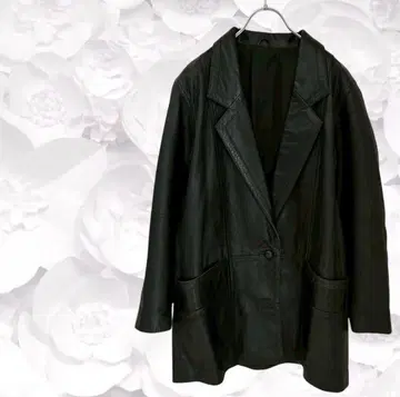 가죽 자켓 테일러드 [ F ] 블랙 롱 인조 가죽 1버튼