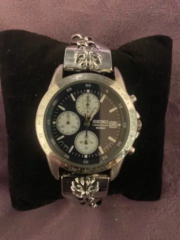 SEIKO 크로노그래프 7T92-0DW0 손목시계 크로스볼 벨트