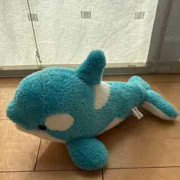 스카이블루와 화이트 돌고래 봉제 인형 카모가와 씨월드