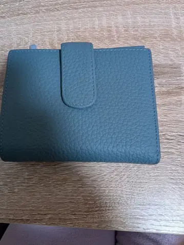 그린 가죽 이단 접이식 지갑