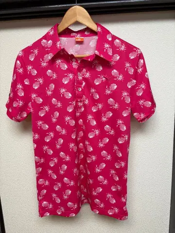 PUMA 파인애플 패턴 피케 셔츠 핑크 L