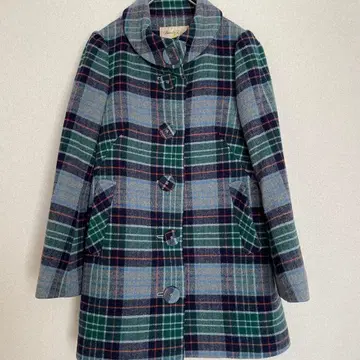 프랑슈리페 체크 코트 울 혼방 M 사이즈 빅 버튼