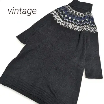 전일본 여성 아동복 공업 조합 연합회 노르딕 무늬 롱 니트 원피스 M~L