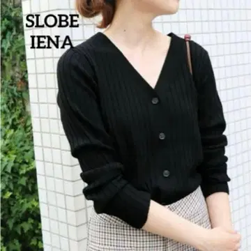 [슬로브 이에나] 가디건 블랙 리브 블랙 V넥 겉옷 긴팔 F