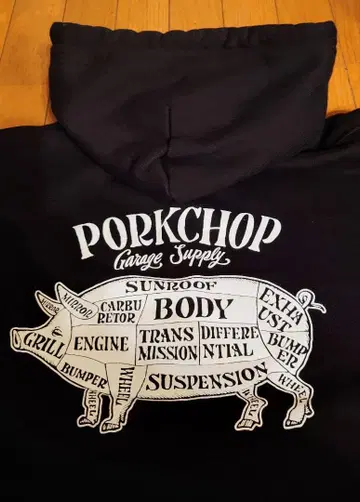 PORKCHOP 포크찹 집업 후드티 M 사이즈 블랙