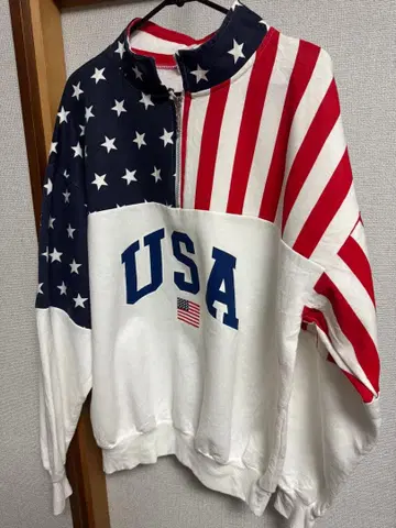 미국 국기 하프 지퍼 맨투맨 L