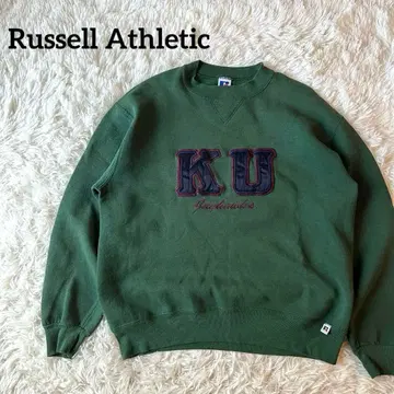 90s 러셀 맨투맨 그린 KU 자수 미국제 L 페이드