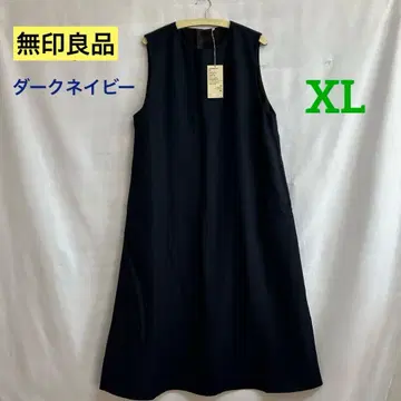 7d67 무인양품 오버롤 스커트 울 혼방 다크 네이비 XL