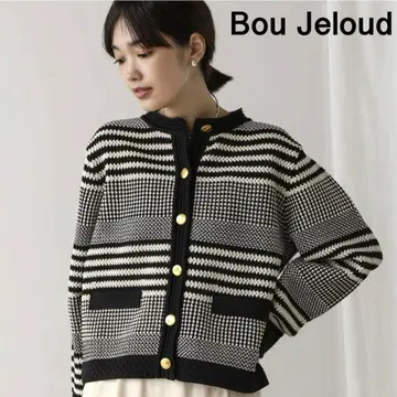 Bou Jeloud 자카드 무늬 가디건 블랙 M 사이즈