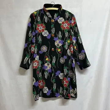 7d76 일본풍 패턴 꽃무늬 리버서블 세 개의 버튼 아우터