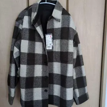 유니클로 오버 셔츠 자켓 남성용 체크 브라운