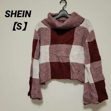 SHEIN 빨간색과 화이트 체크 무늬 스웨터 [ S ] 여성용 귀여운