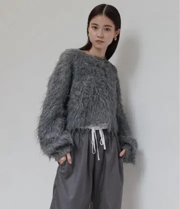 테디베어 샤기 크롭 풀오버 ENC