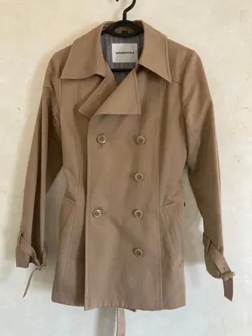 VIVAYOU 베이지 더블 브레스트 트렌치코트 빈티지