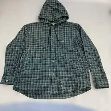 LACOSTE 체크 무늬 후드 부착 후드티 US M