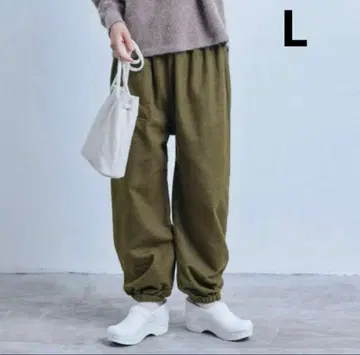 새상품급 나카가와 마사시치 상점 따뜻한 몸빼 팬츠 L 카키