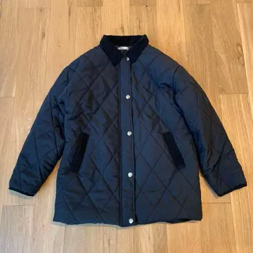 시마무라 lutique ammy 코듀로이 옷깃 퀼트 코트 블랙 M