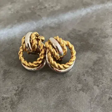 골드 실버 트위스트 로프 귀찌