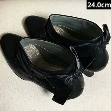 elegance 히미코 숏부츠 부티 24cm 리본 블랙