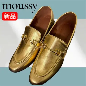 MOUSSY 로퍼 골드 메탈릭 마우지 통굽 가죽 신발 여성 신발