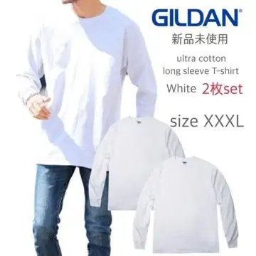 미사용 새상품 길단 울트라코튼 긴팔 티셔츠 화이트 2장 세트 XXXL