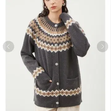 Mila Owen 비쥬 단추 노르딕 라메 가운 가디건