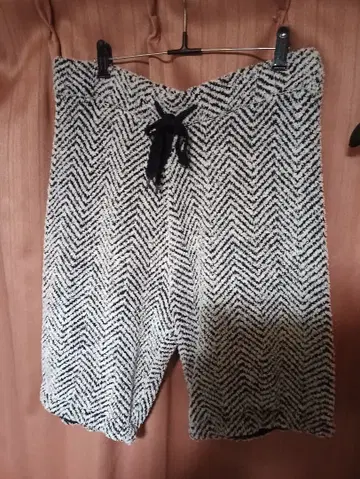 젤라또피케 젤라피케 헤링본 무늬 복슬복슬 팬츠 화이트 x 블랙