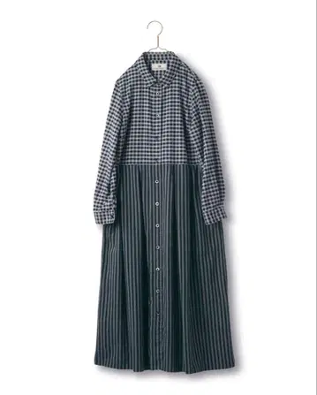 FELISSIMO 써니클라우드 깅엄과 스트라이프 원피스