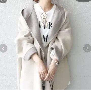 SHIPS any 리버 후데트 미디 코트 베이지