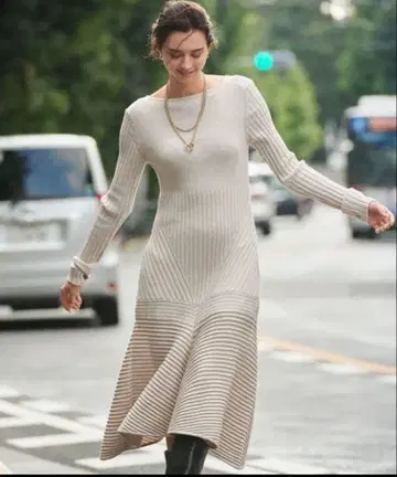 스타일링 머메이드 리브 니트 원피스