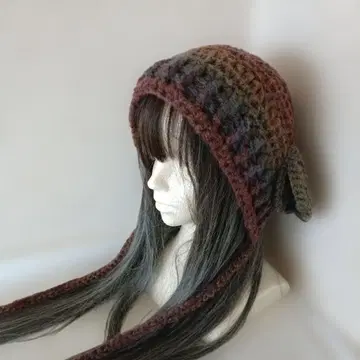 양 보닛 핸드메이드 고양이 귀 니트 모자 그런지 y2k 그라데이션