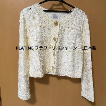 PLATINE 플라워 리본얀 노카라 자켓 L 일본제
