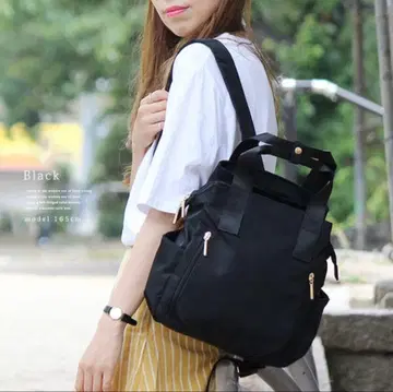 블랙 나일론 백팩 백팩