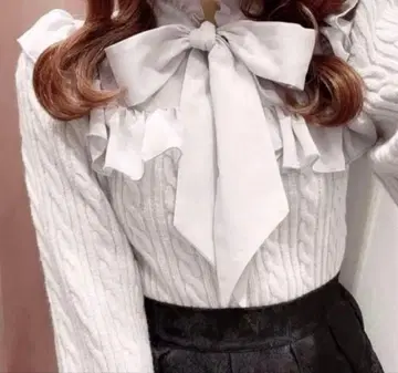 evelyn 아이스 그레이 리본 니트