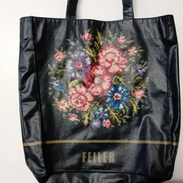 FEILER 플라워 무늬 블랙 토트백