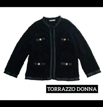 TORRAZZO DONNA 니트 트위드 자켓 BLACK 블랙 골드 버튼