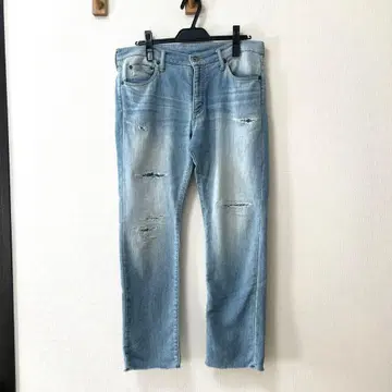 Ron Herman 라이트 블루 데미지 데님 팬츠