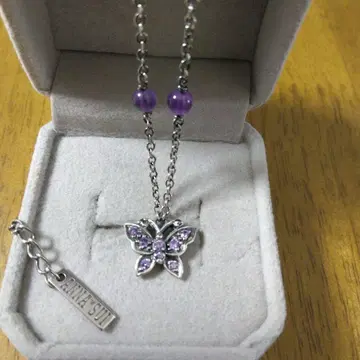 ANNA SUI 나비 목걸이 보라색 SILVER925