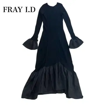 FRAY I.D 개더 프릴 니트 콤비 원피스 0