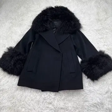 EPOCA 에포카 무스탕 퍼 부착 피 코트 블랙 사이즈 40