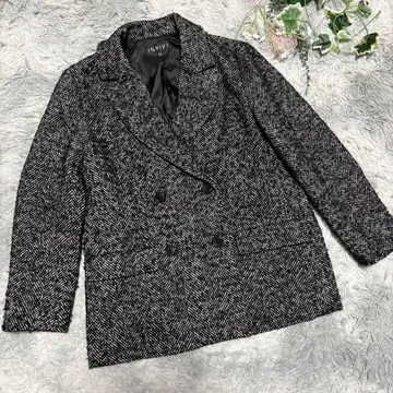 [ INDIVI ] 테일러드 자켓 헤링본 더블 버튼 울 혼방 36