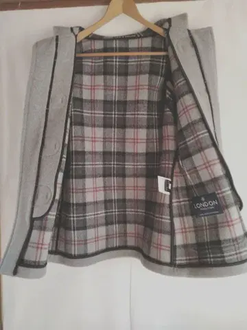 런던 트래디션 미사용 그레이 더플 코트 후드 부착 36