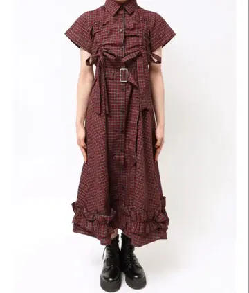 jouetie 개더 리본 롱 셔츠 원피스