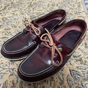 Clarks 다크 브라운 가죽 데크 슈즈 UK8G 모벤세일