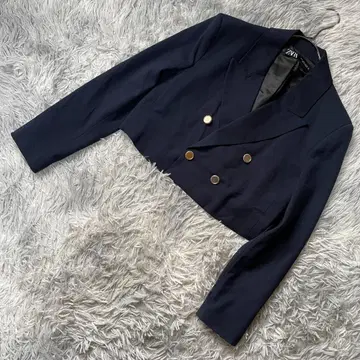 ZARA 더블 브레스트 크롭 자켓 골드 버튼 깔끔함