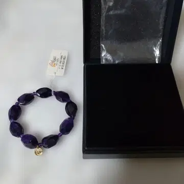 엘란 자수정 비즈 팔찌 골드 컬러 참