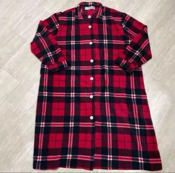 미사용품 와코루 플리스 롱 가운 Wacoal 체크